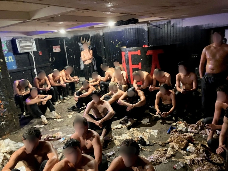 Police-released photograph of the AEPi basement during the hazing investigation